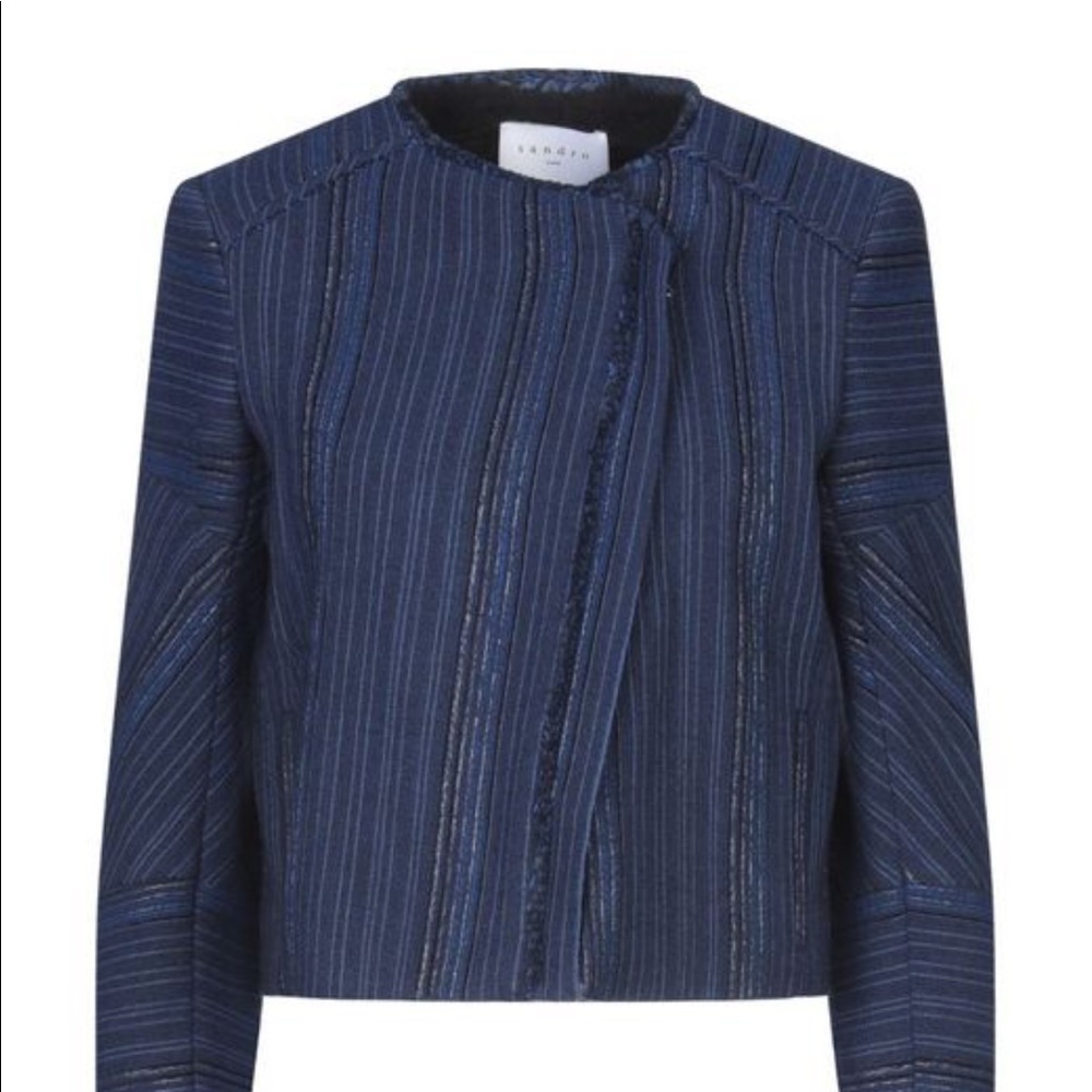 Sandro Blue Suit Jacket with Metallic Weaving Sz.36